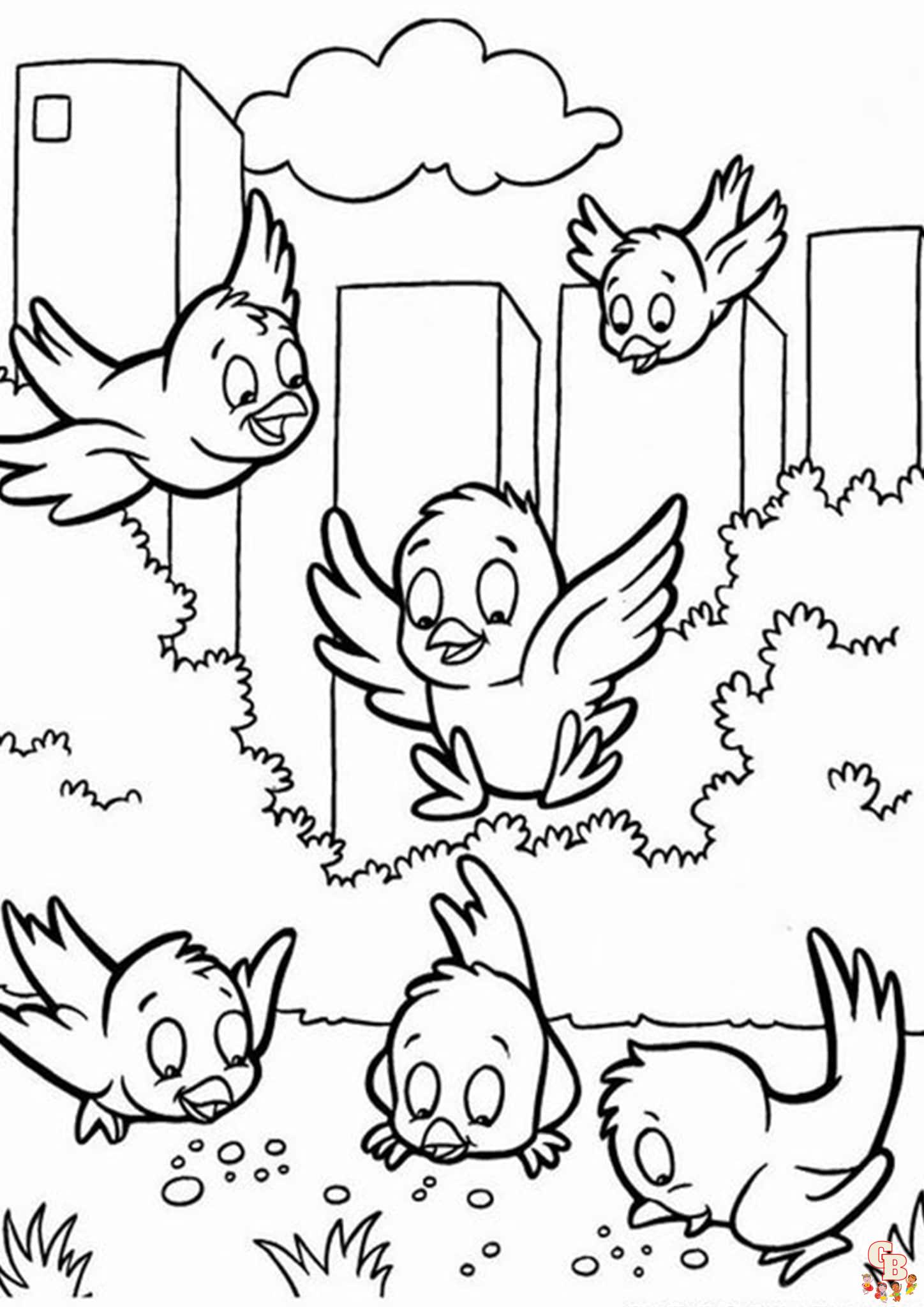 Cute Birds Coloring Pages 1