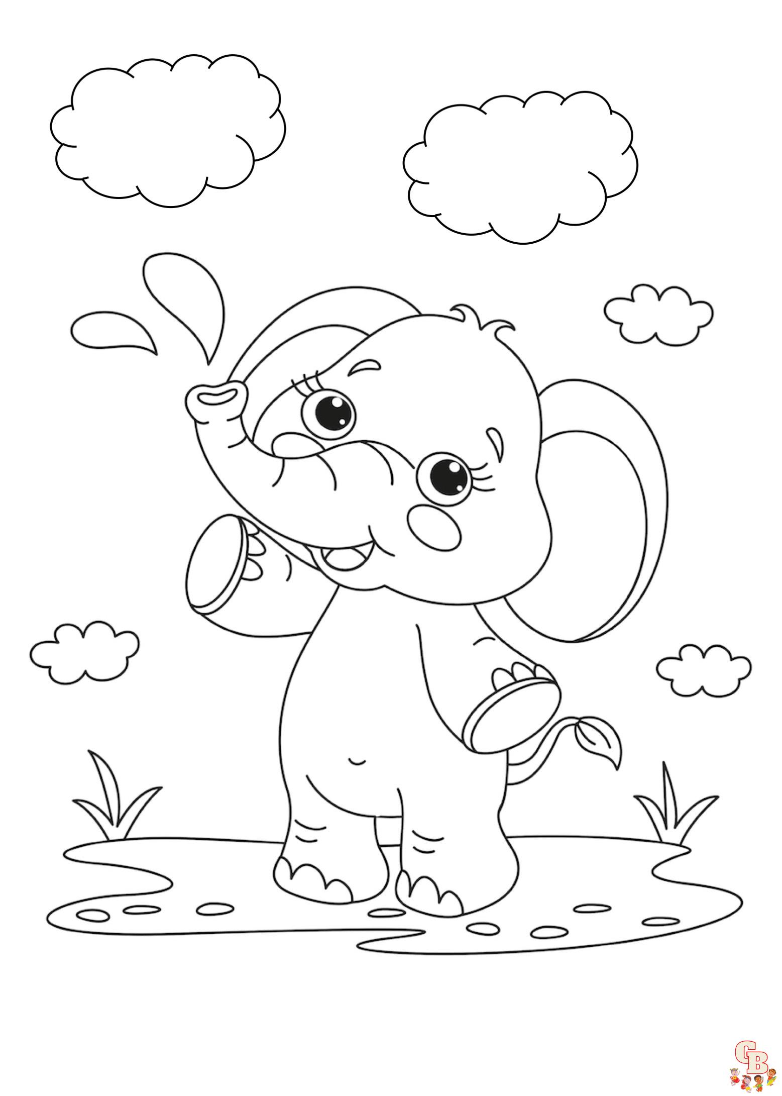 Cute Elephant Coloring Pages 1