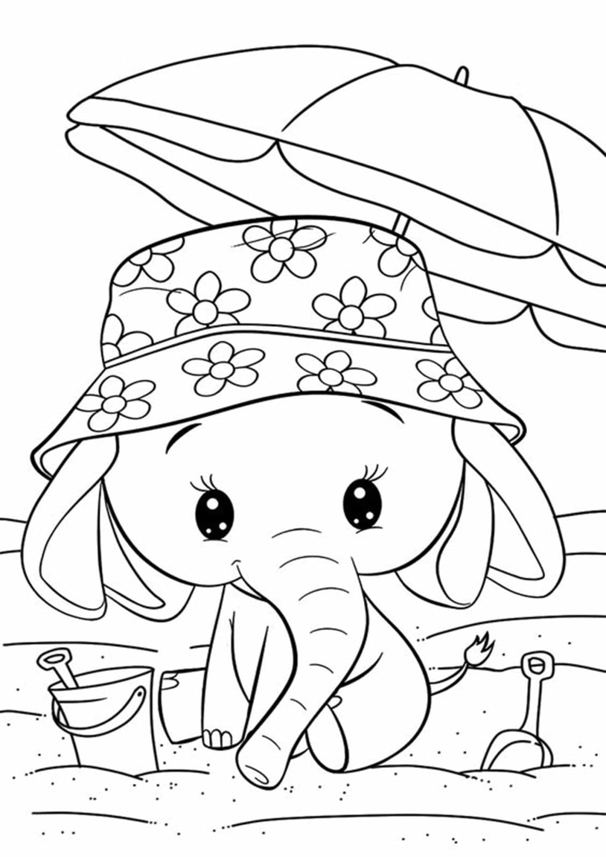 Cute Elephant Coloring Pages 2