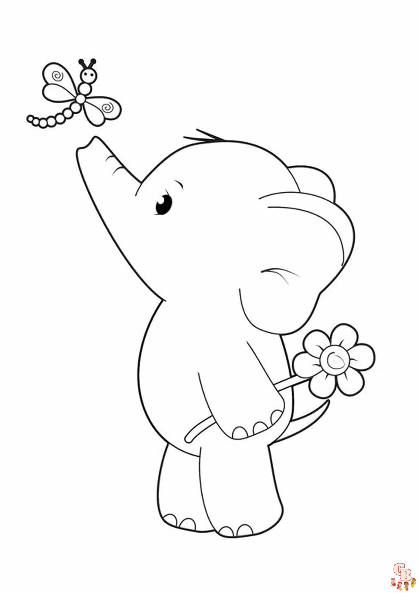 Cute Elephant Coloring Pages 3