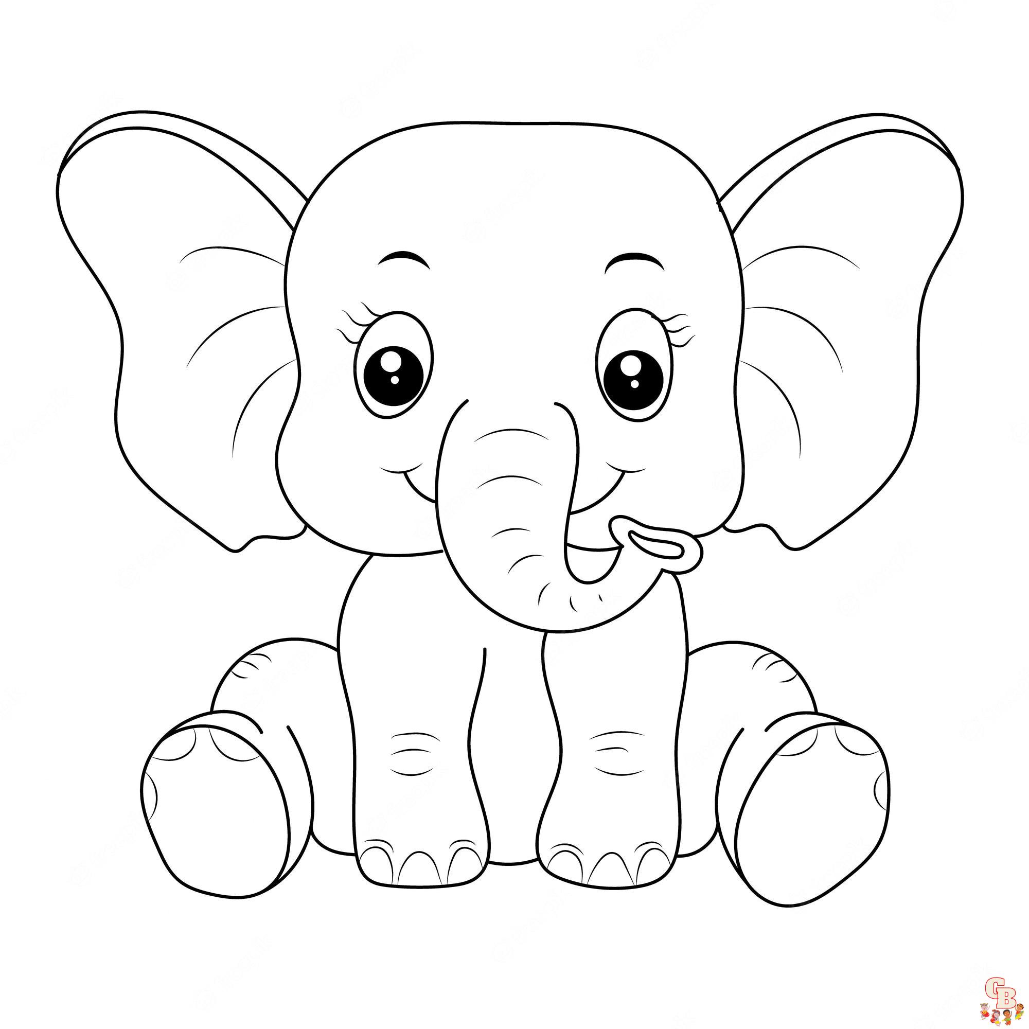 Cute Elephant Coloring Pages 4