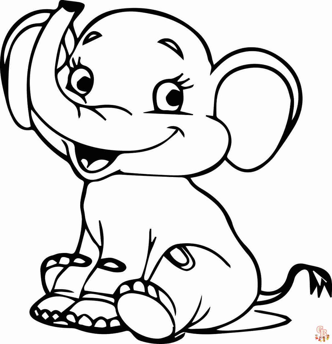 Cute Elephant Coloring Pages 8
