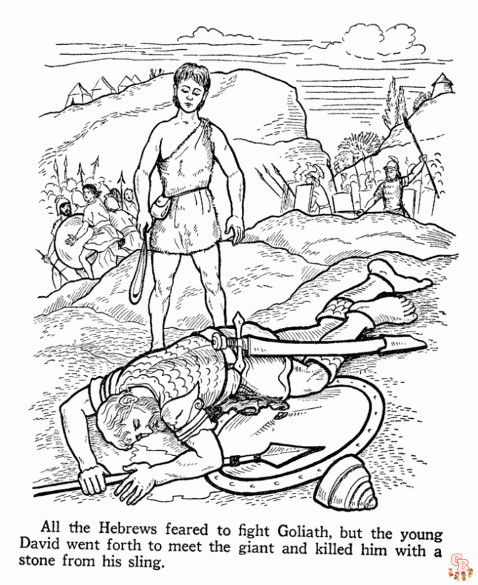 David and Goliath Coloring Pages 1