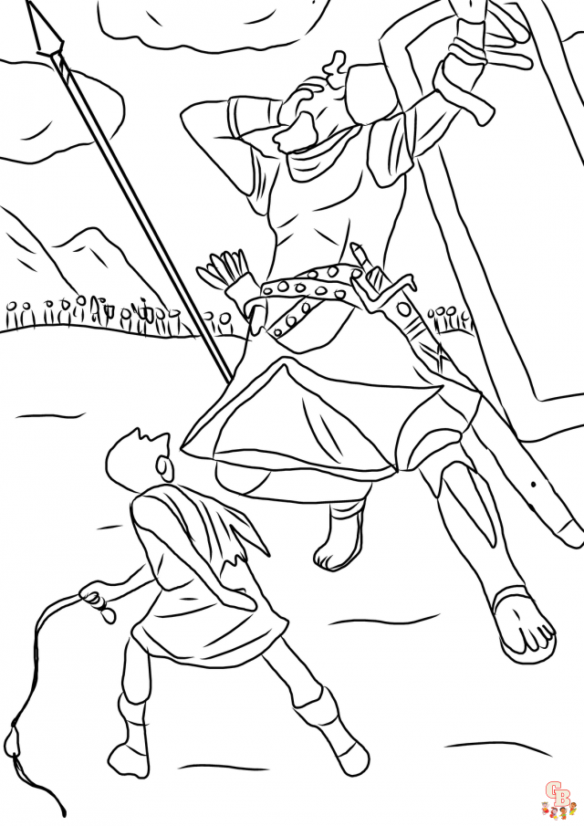 David and Goliath Coloring Pages 1