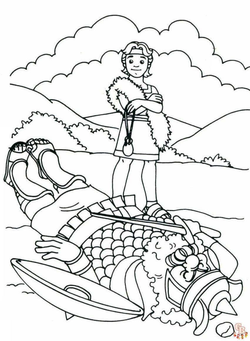 David and Goliath Coloring Pages 2