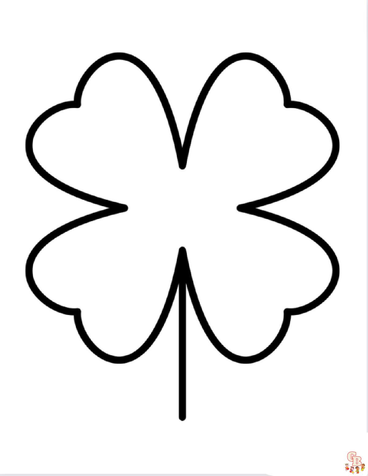 Four Leaf Clover Coloring Pages Printable Free Easy Coloring