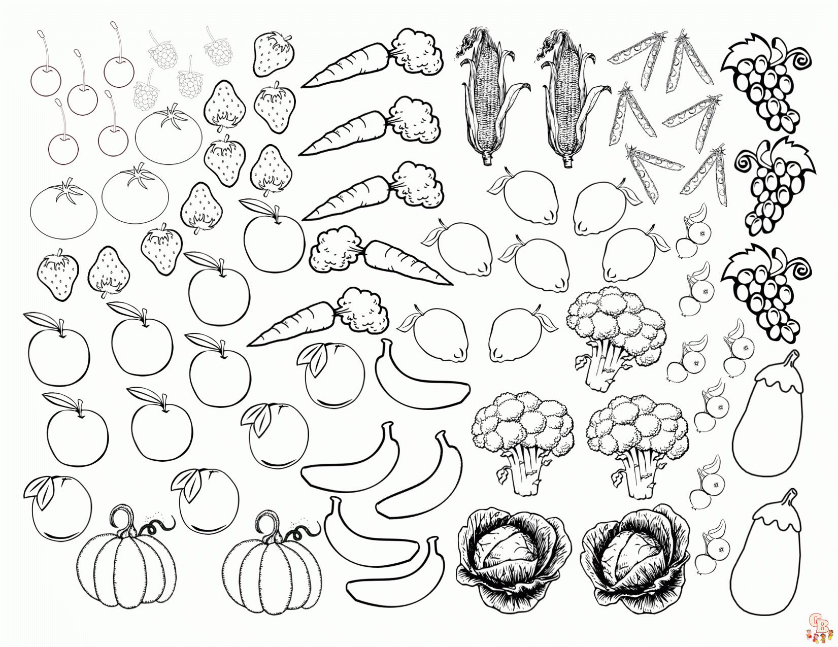 Fruit and Vegetable Coloring Pages 1
