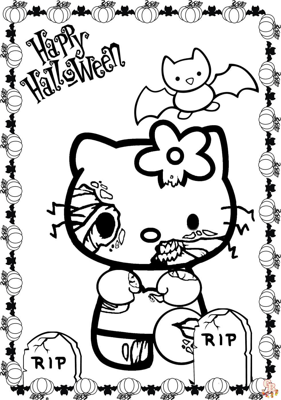 hello kitty coloring sheets halloween