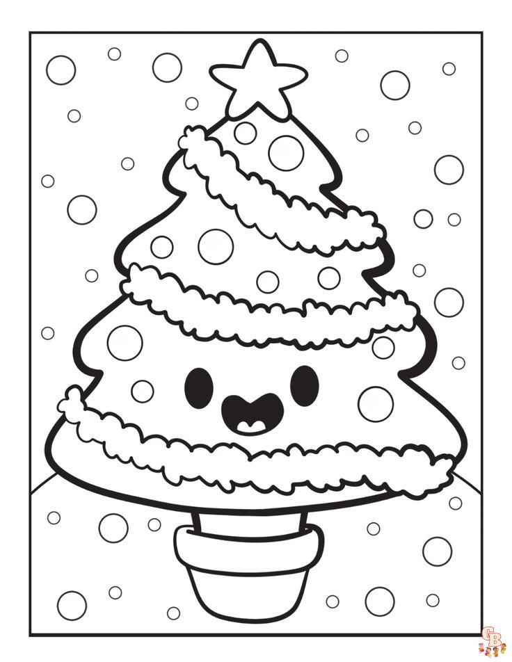 Desenhos Kawaii de Natal para Colorir e Imprimir