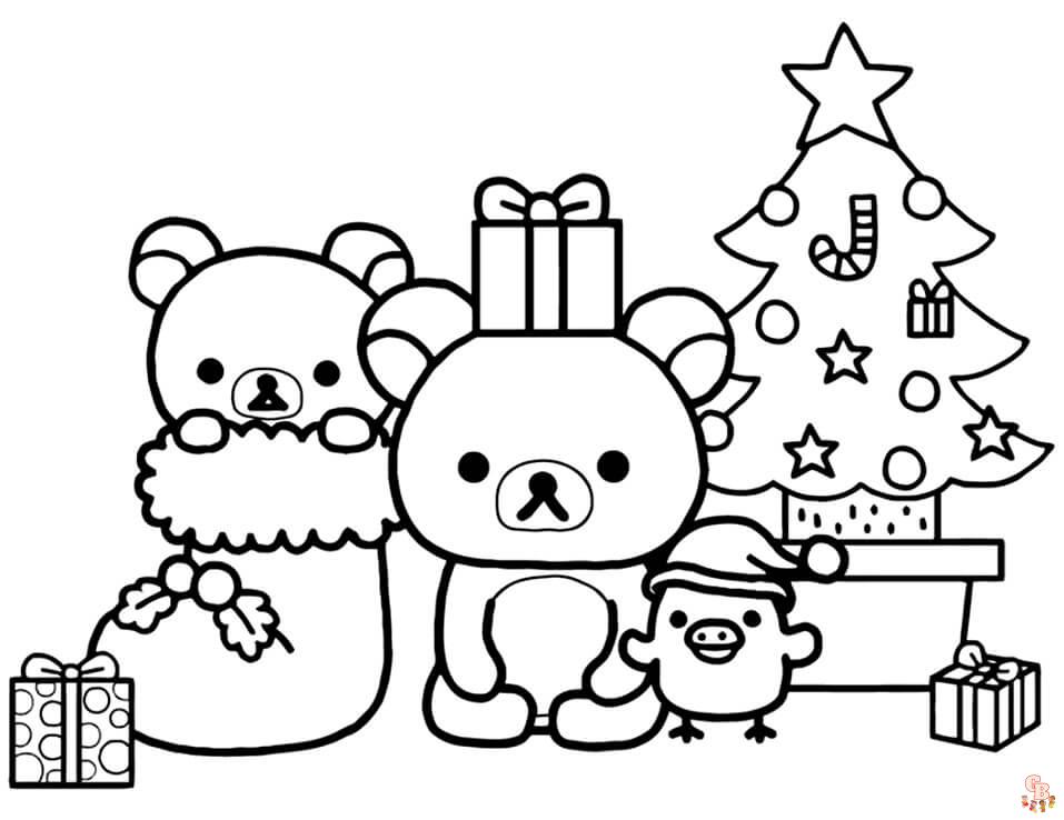 Página De Colorir Decorações De Natal Do Kawaii Para Crianças