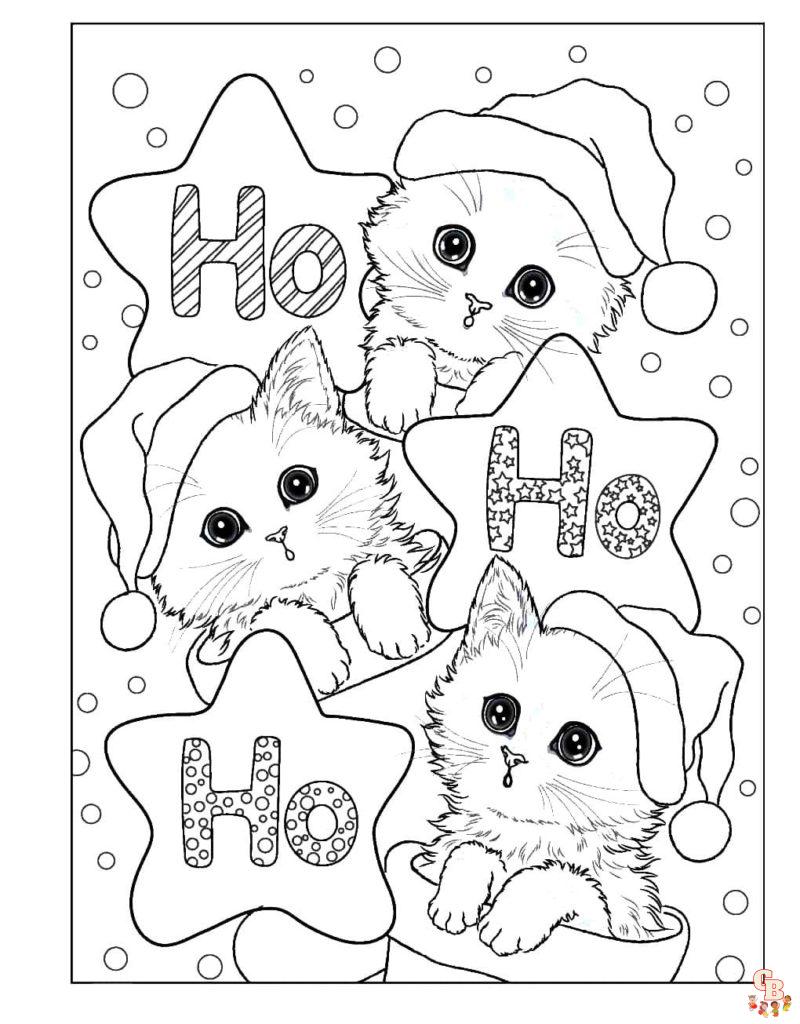 Desenho para colorir de animais Kawaii de Natal · Creative Fabrica