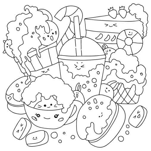 Free Printable Kawaii Food Coloring Pages for Kids