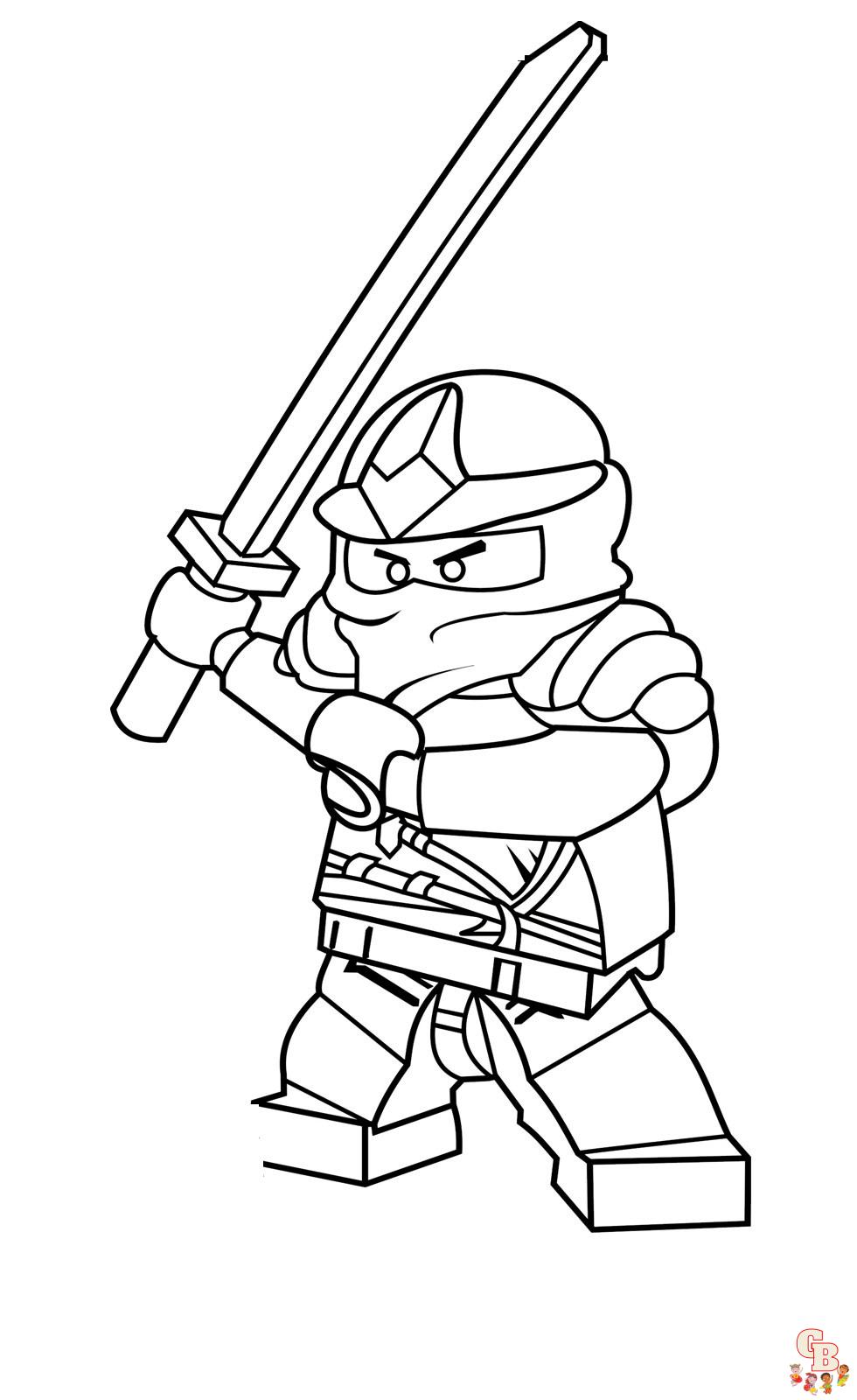 Ninja segurando espada para colorir para crianças