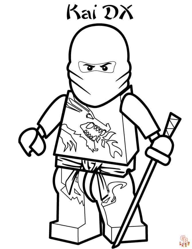 Páginas para colorir Ninjago Kai para impressão gratuita e fácil de imprimir