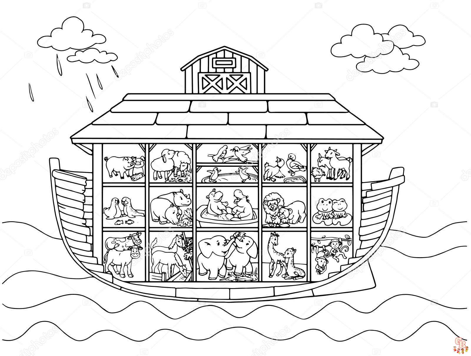 Noah's Ark Animals Farvelægningssider - Udskrives gratis for børn