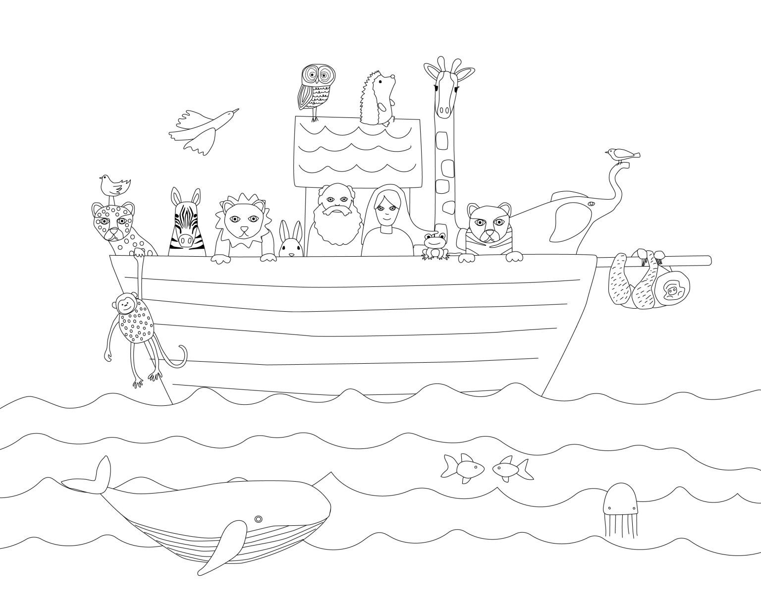 Noah's Ark Animals Coloring Pages - Printable Free for Kids