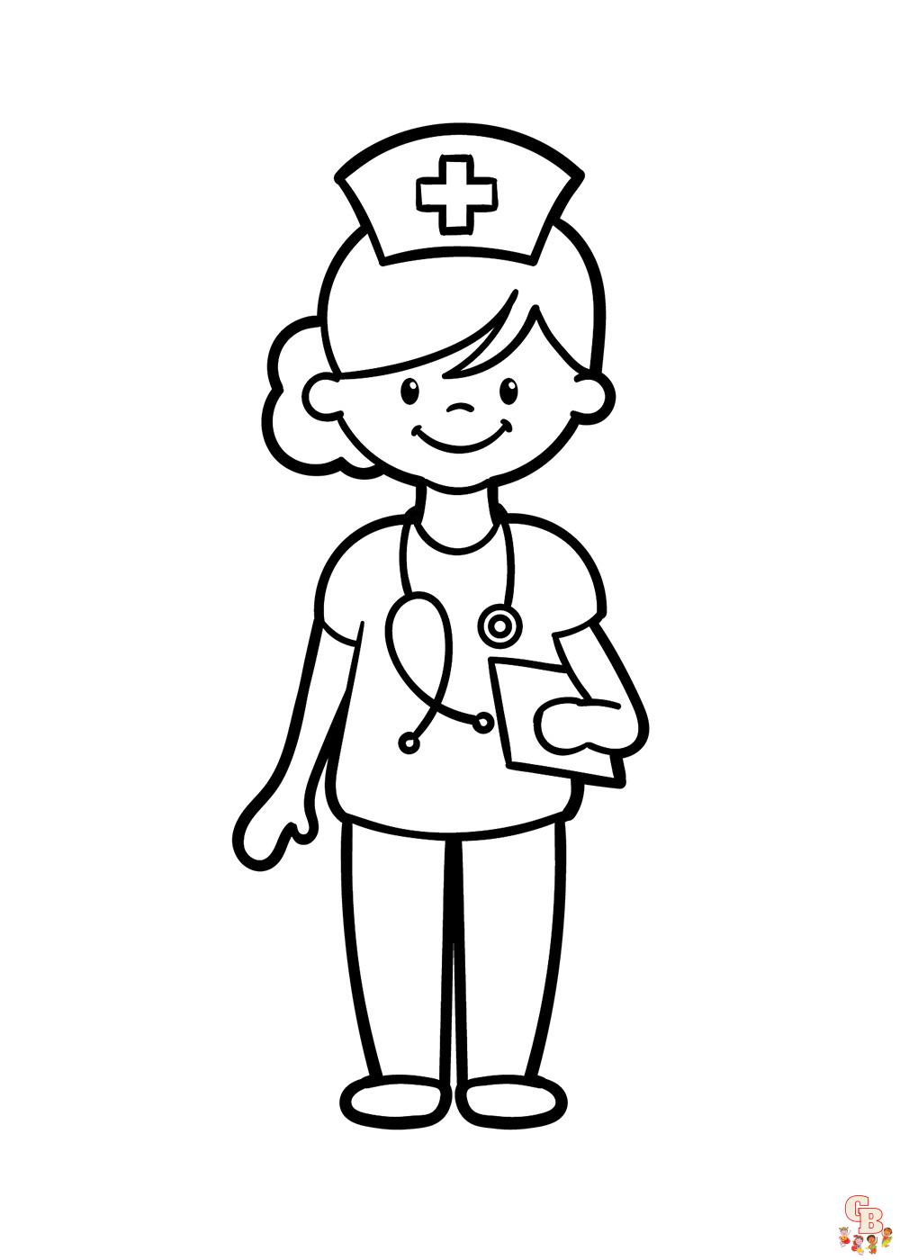 Desenhos para colorir de enfermeira de desenho animado - Desenhos