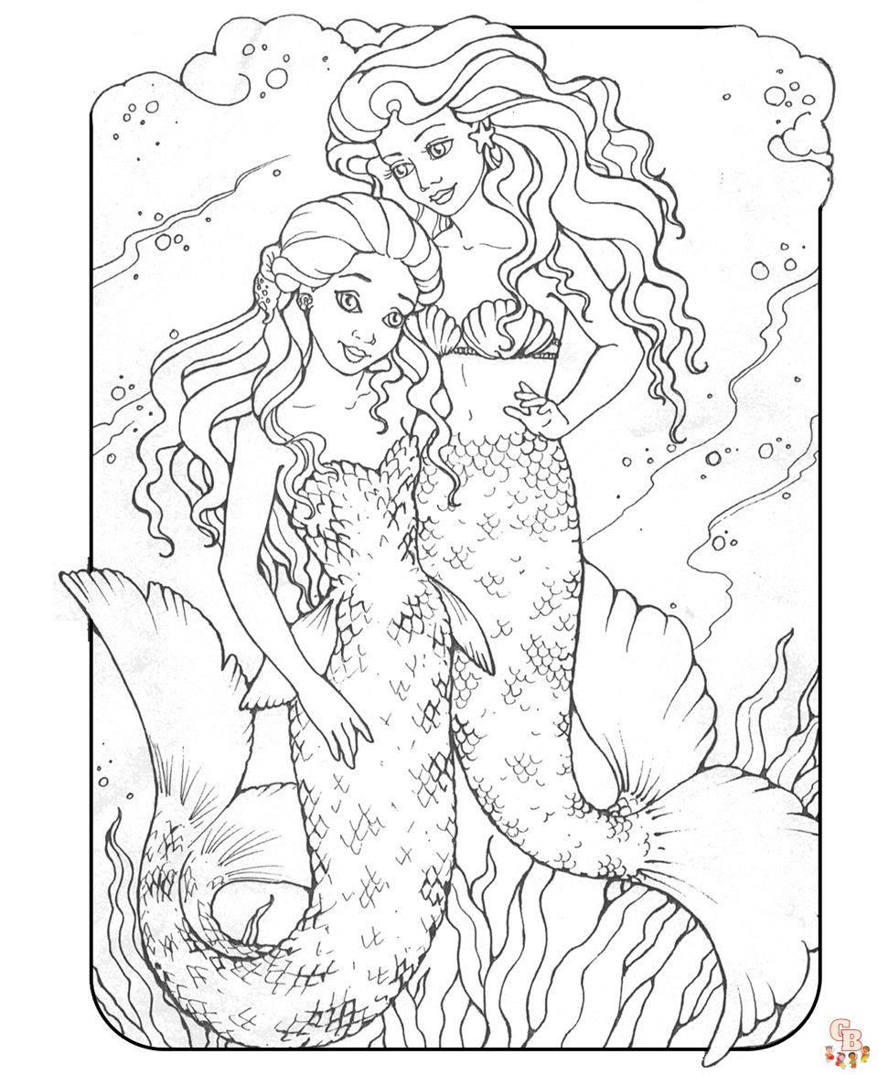 Realistic Mermaid Coloring Pages 1