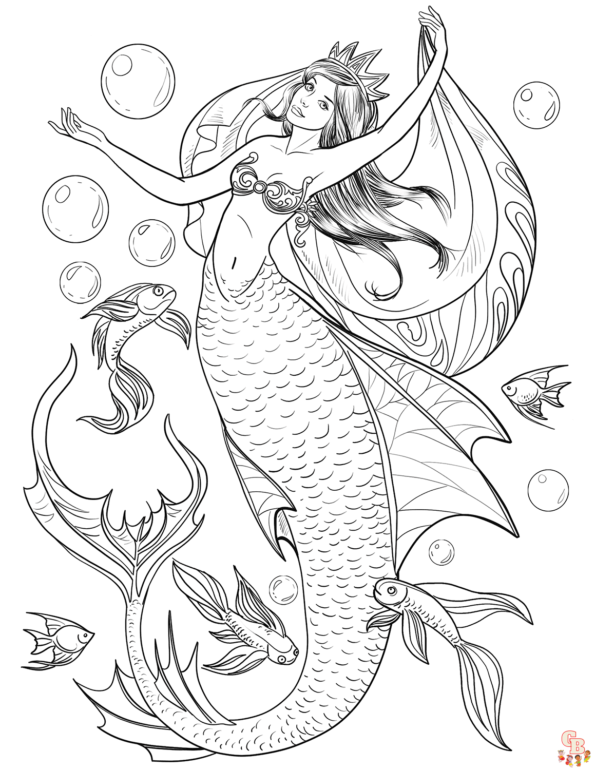 Realistic Mermaid Coloring Pages 2