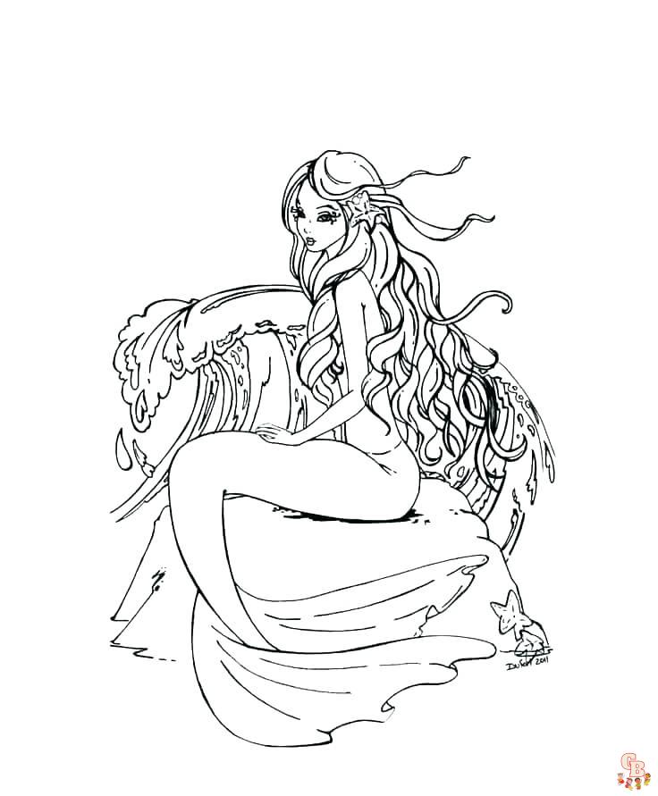 realistic mermaid coloring pages for adults