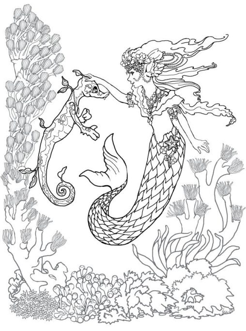 Realistic Mermaid Coloring Pages Free Printable - GBcoloring