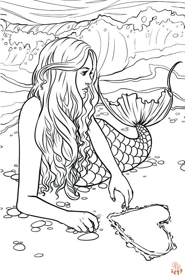 Realistic Mermaid Coloring Pages 7