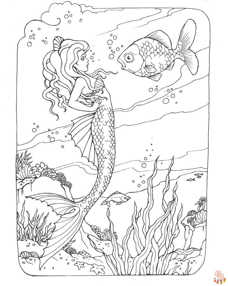 Realistic Mermaid Coloring Pages 9