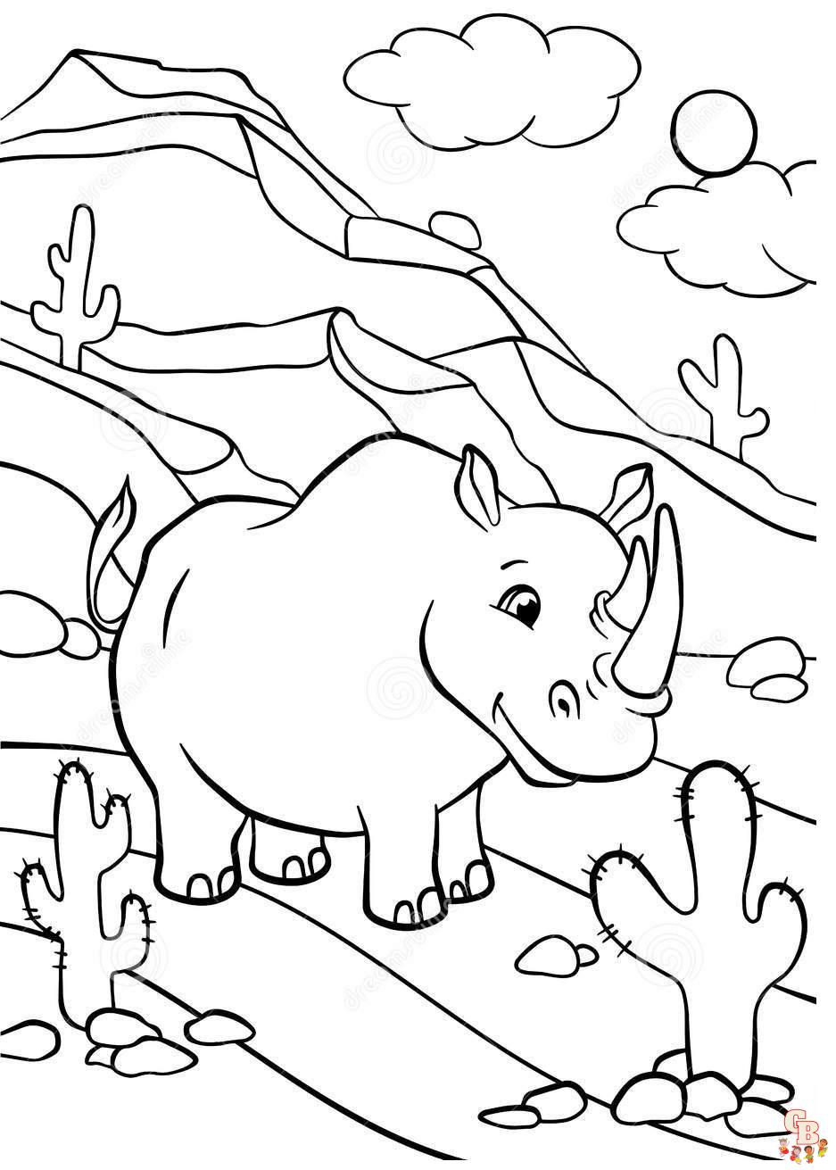 Rhino Coloring Pages 2
