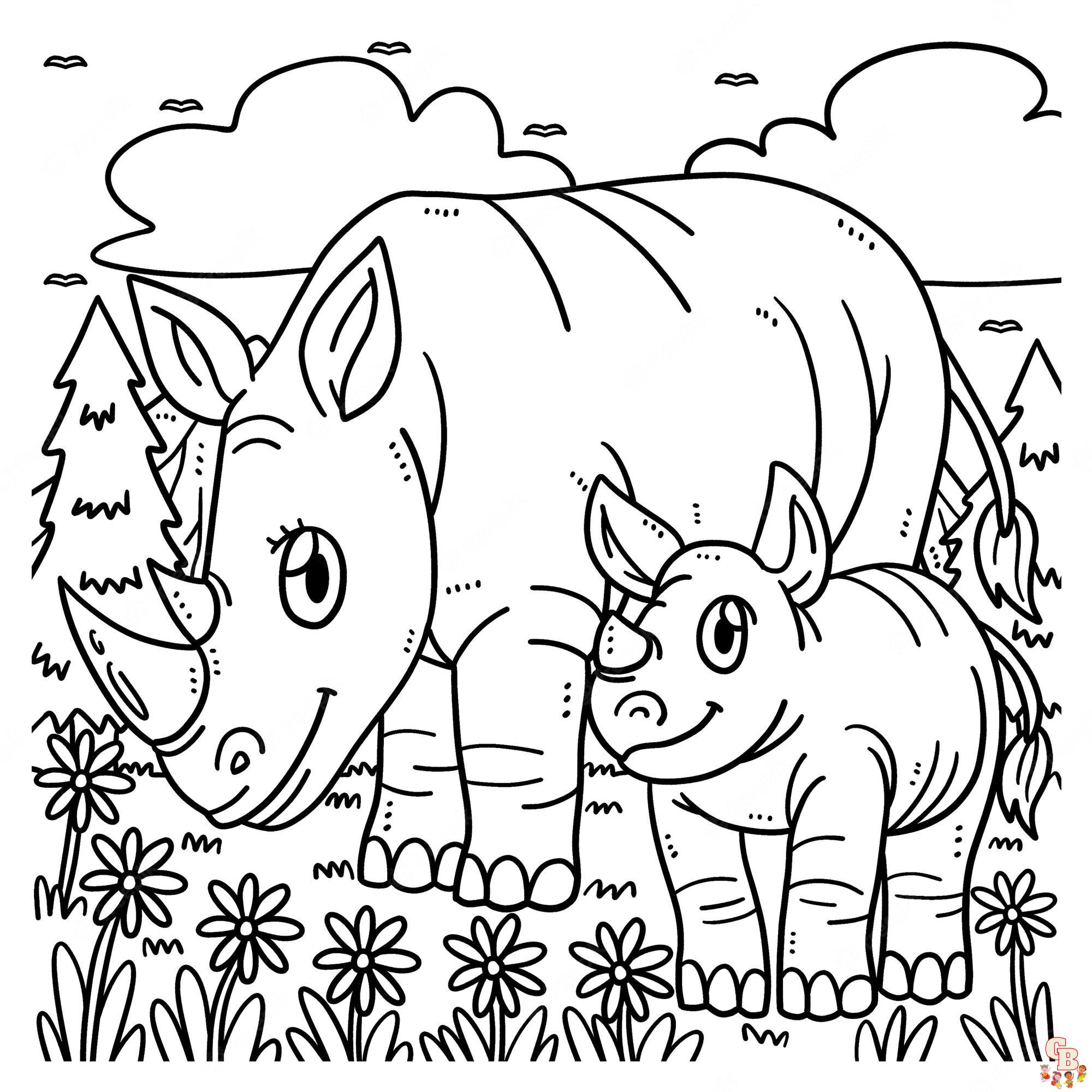 Rhino Coloring Pages 4
