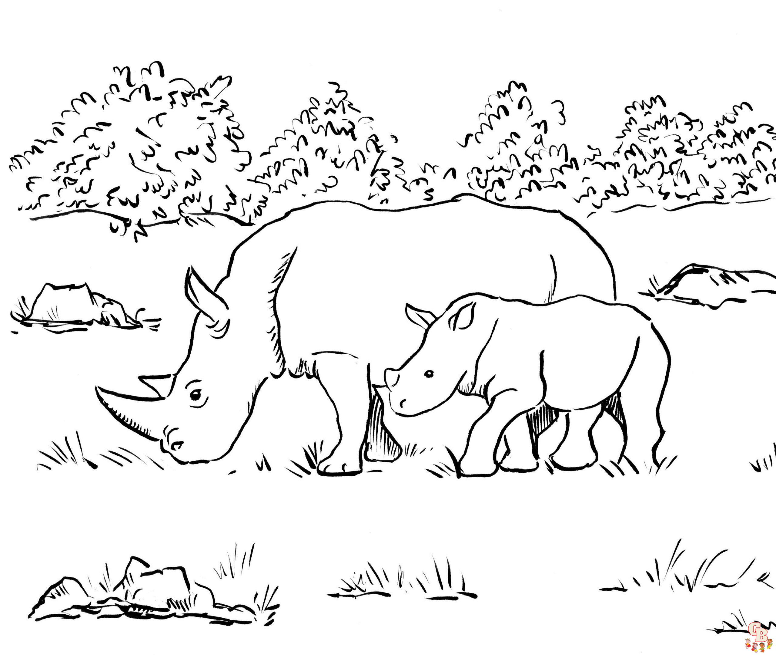 Rhino Coloring Pages 7