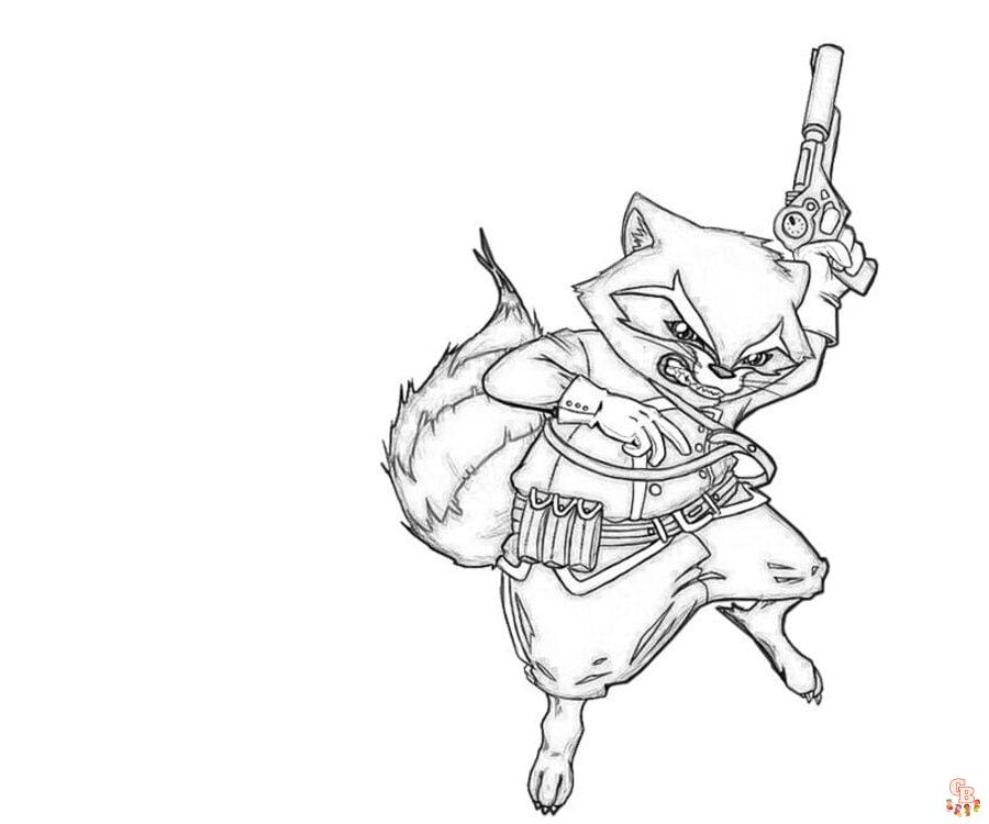 Rocket Raccoon Coloring Pages