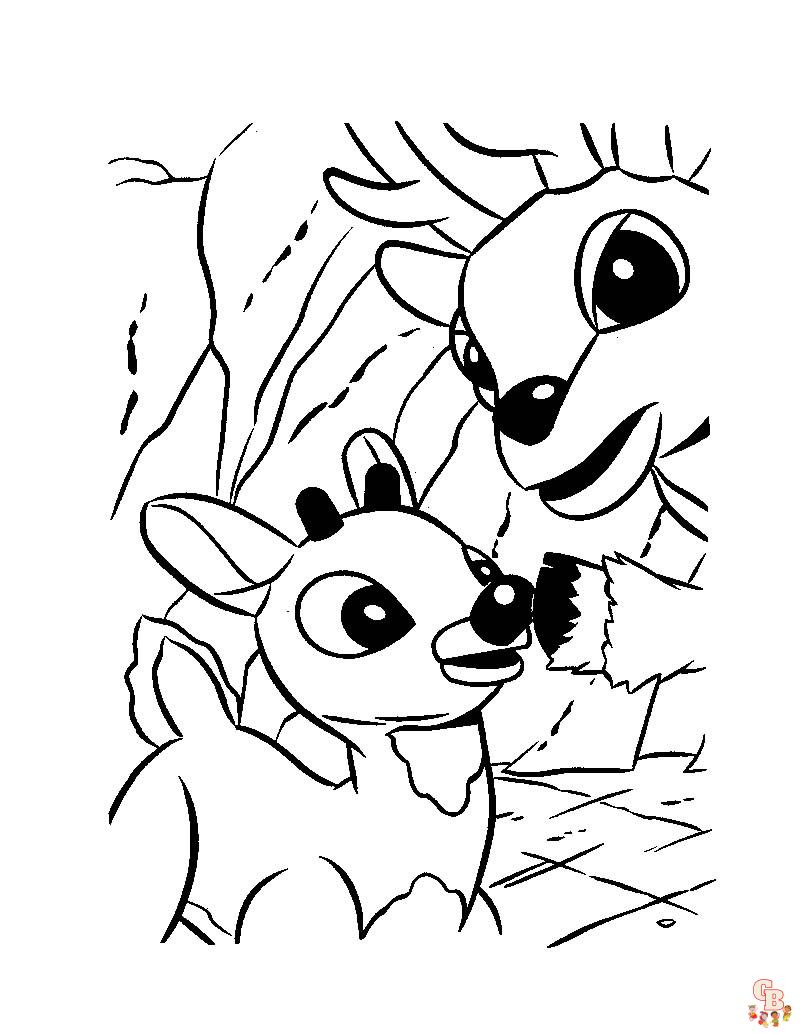 santa and rudolph coloring pages
