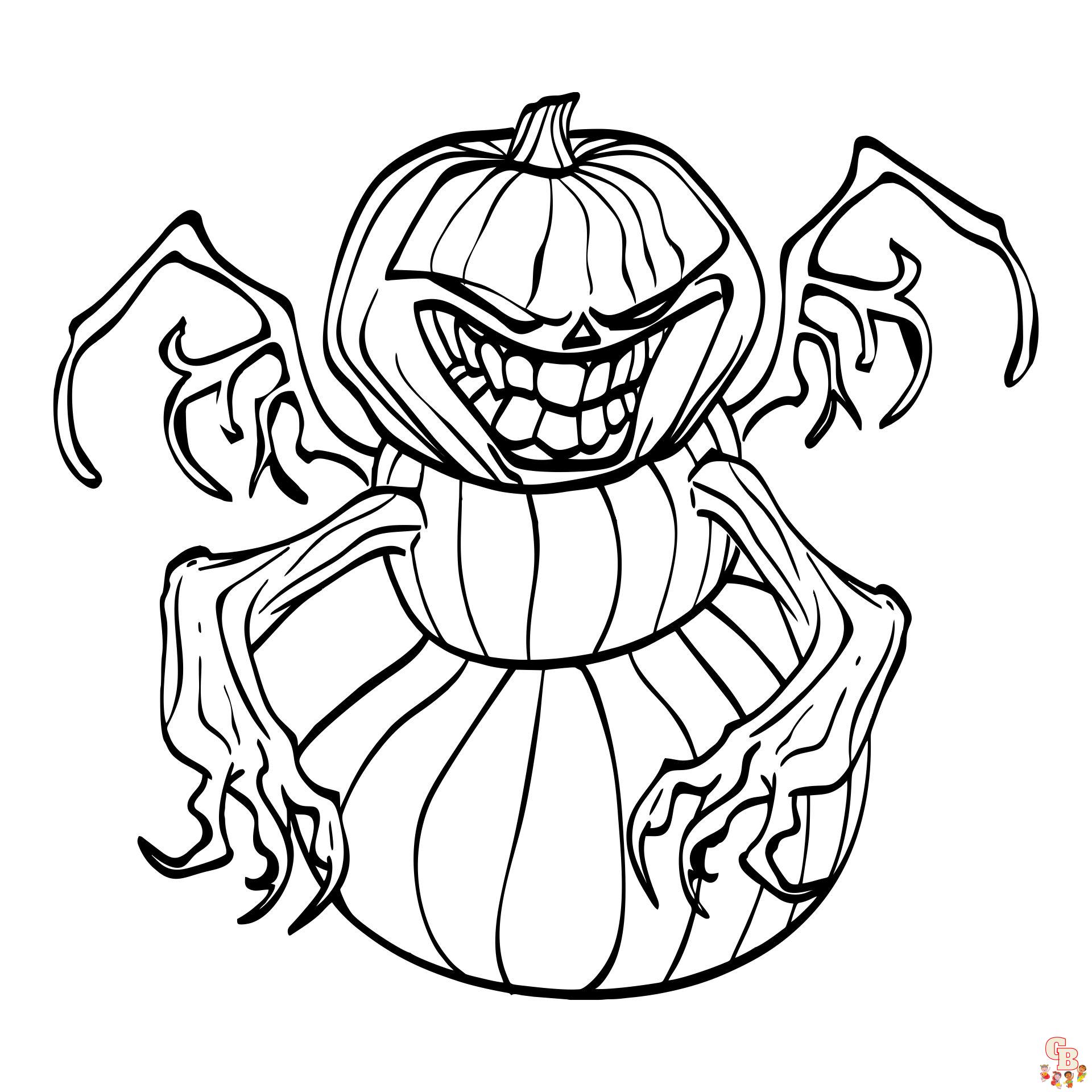Desenho para colorir assustador de Halloween com cara de ab · Creative  Fabrica