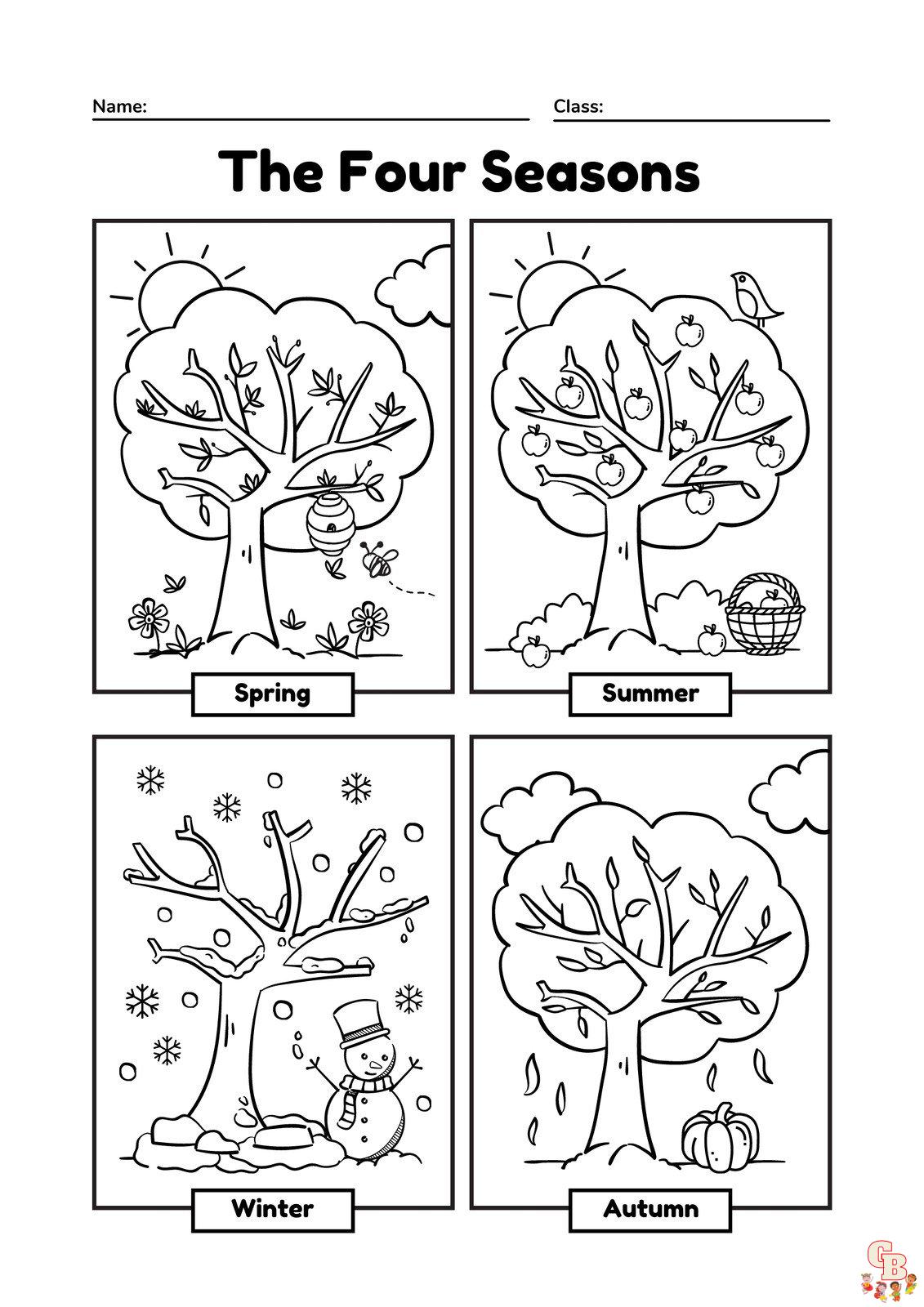 The Four Seasons Coloring Pages For Preschoolers
