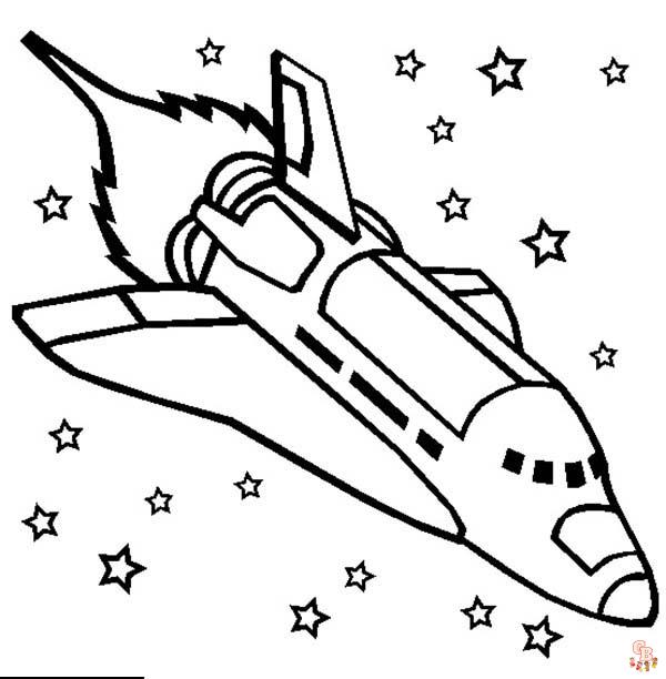 Spaceship Coloring Pages Blast Off Med Gbcoloring