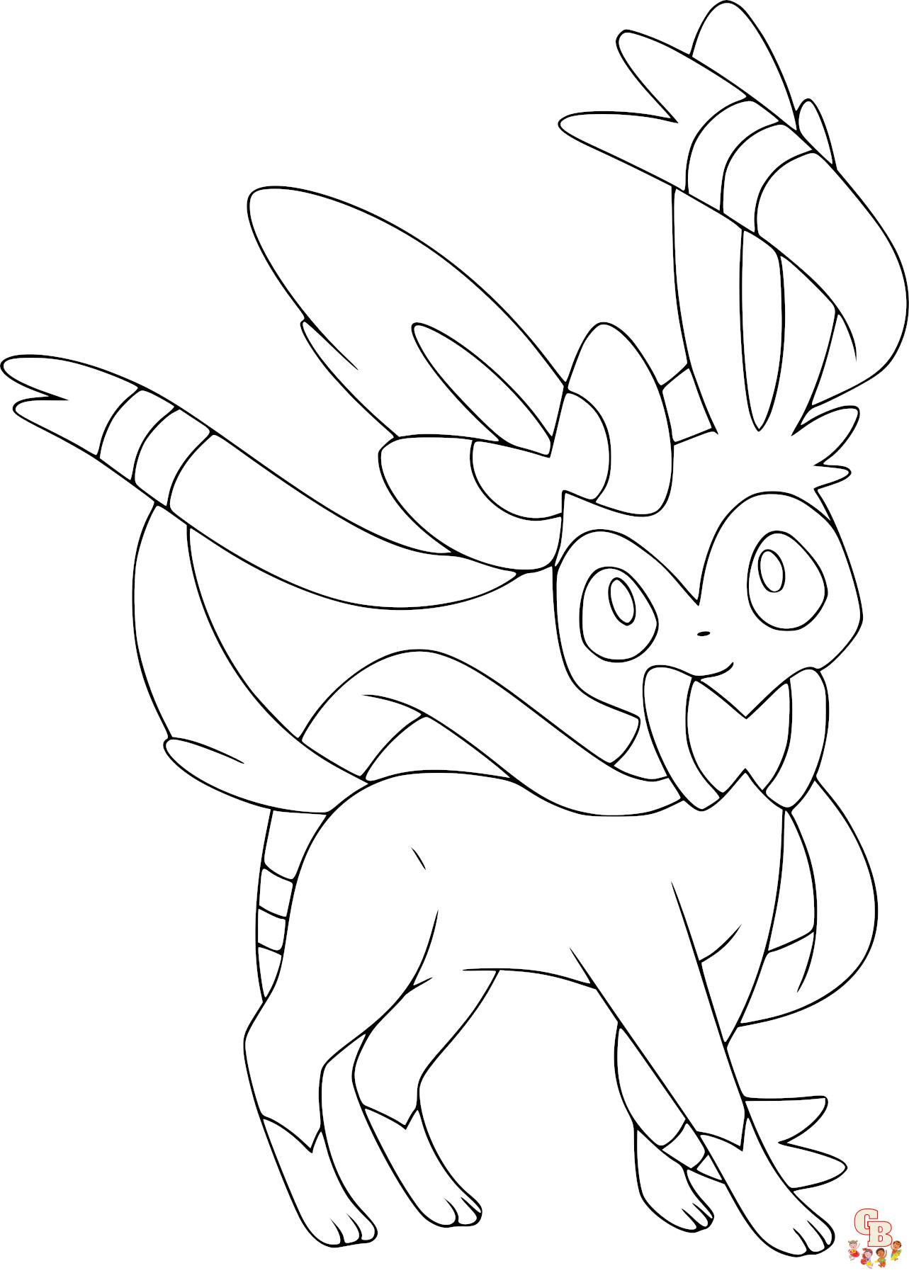 Pokemon Coloring Pages Eevee Evolutions Sylveon