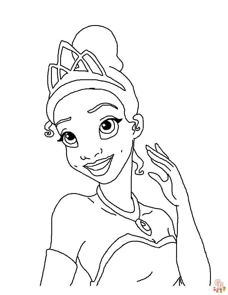 Free Printable Princess Tiana Coloring Pages for Kids