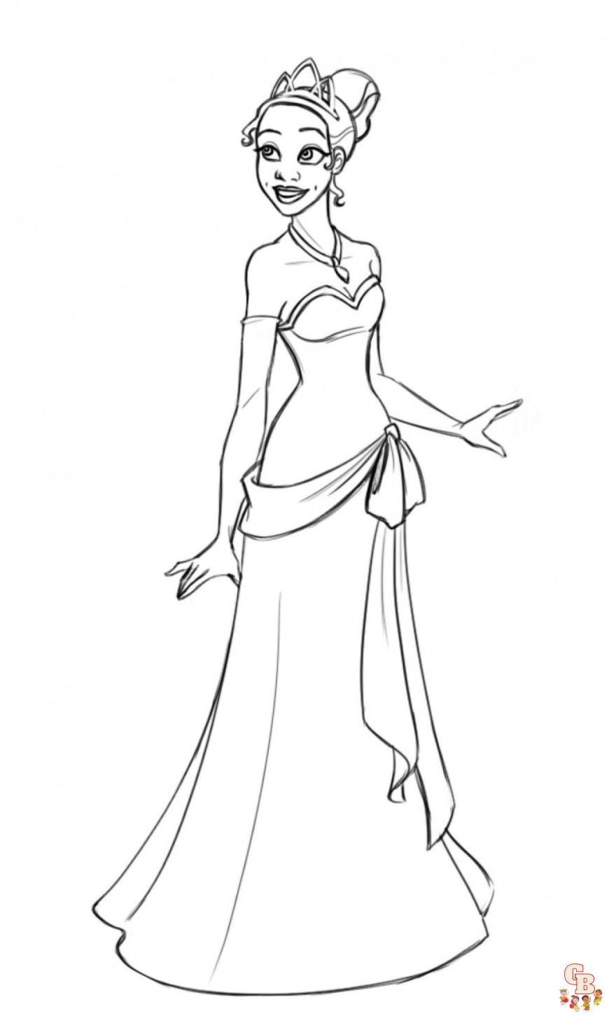 Free Printable Princess Tiana Coloring Pages for Kids