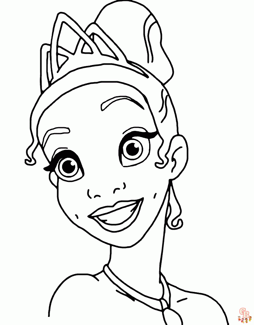 Tiana Princess and the Frog Coloring Pages 1