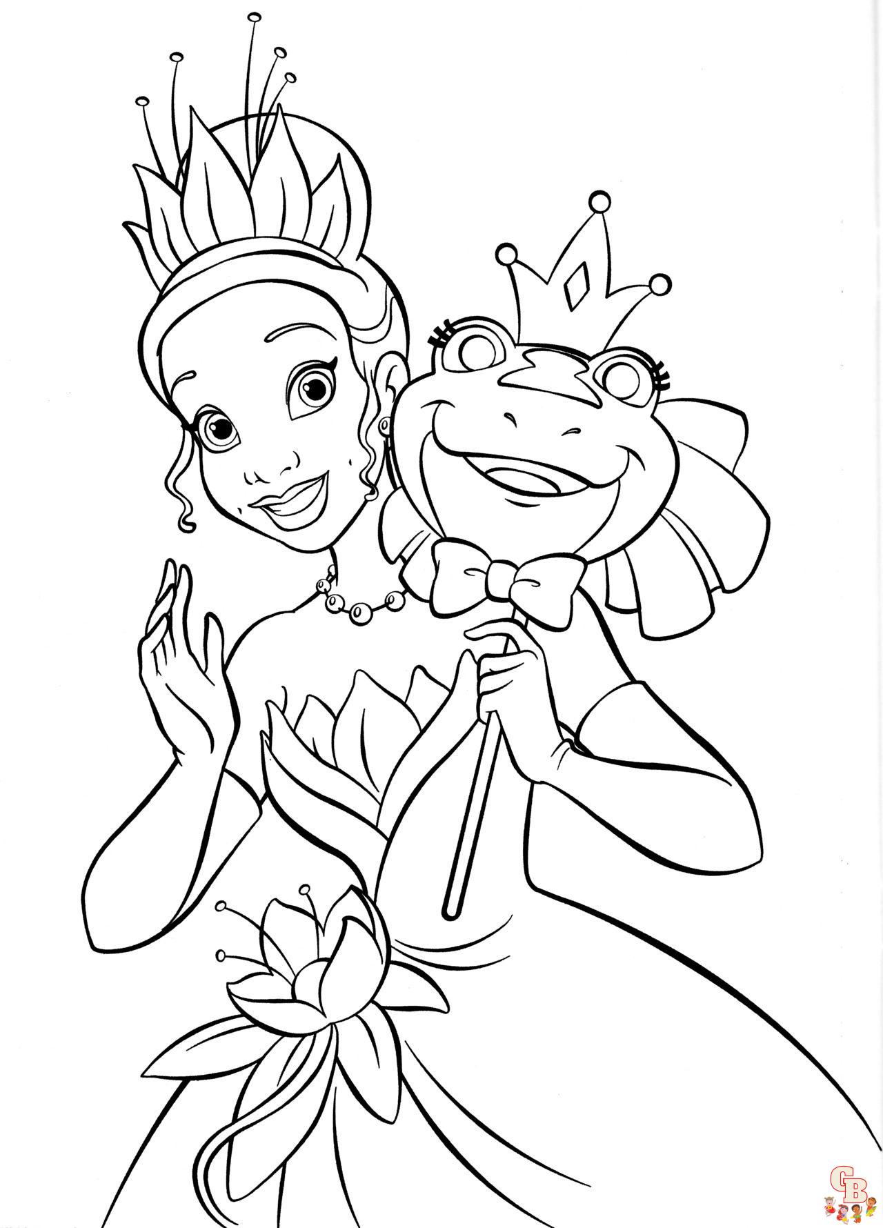 Desenho para Colorir Princesa Tiana e o Sapo 1