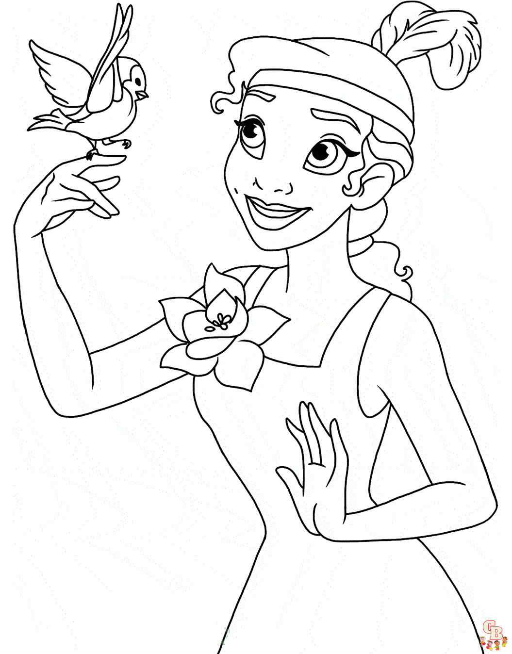 Dibujos para colorear de la princesa Tiana y el sapo 2