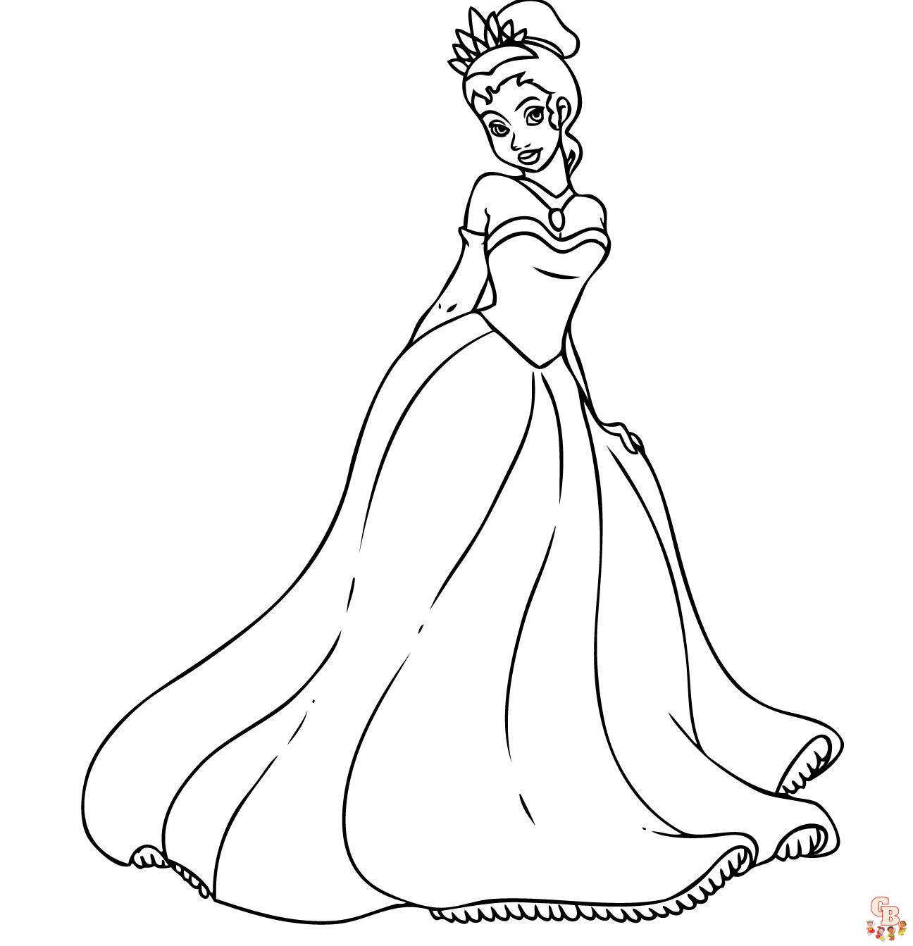 Planse de colorat prințesa Tiana și broasca 2