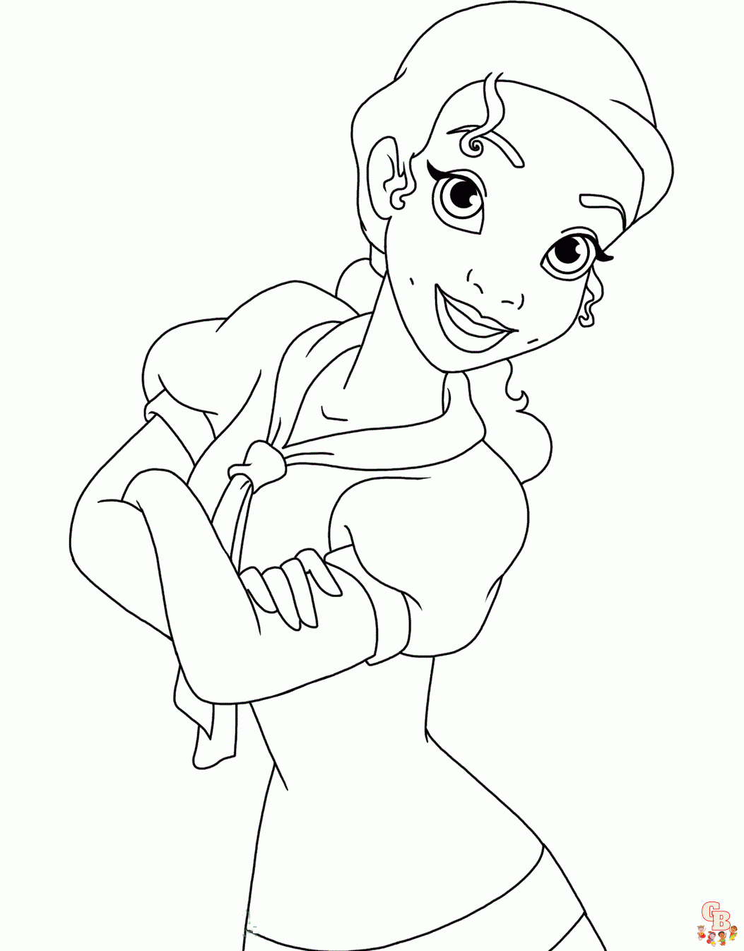 Desenho para Colorir Princesa Tiana e o Sapo 3