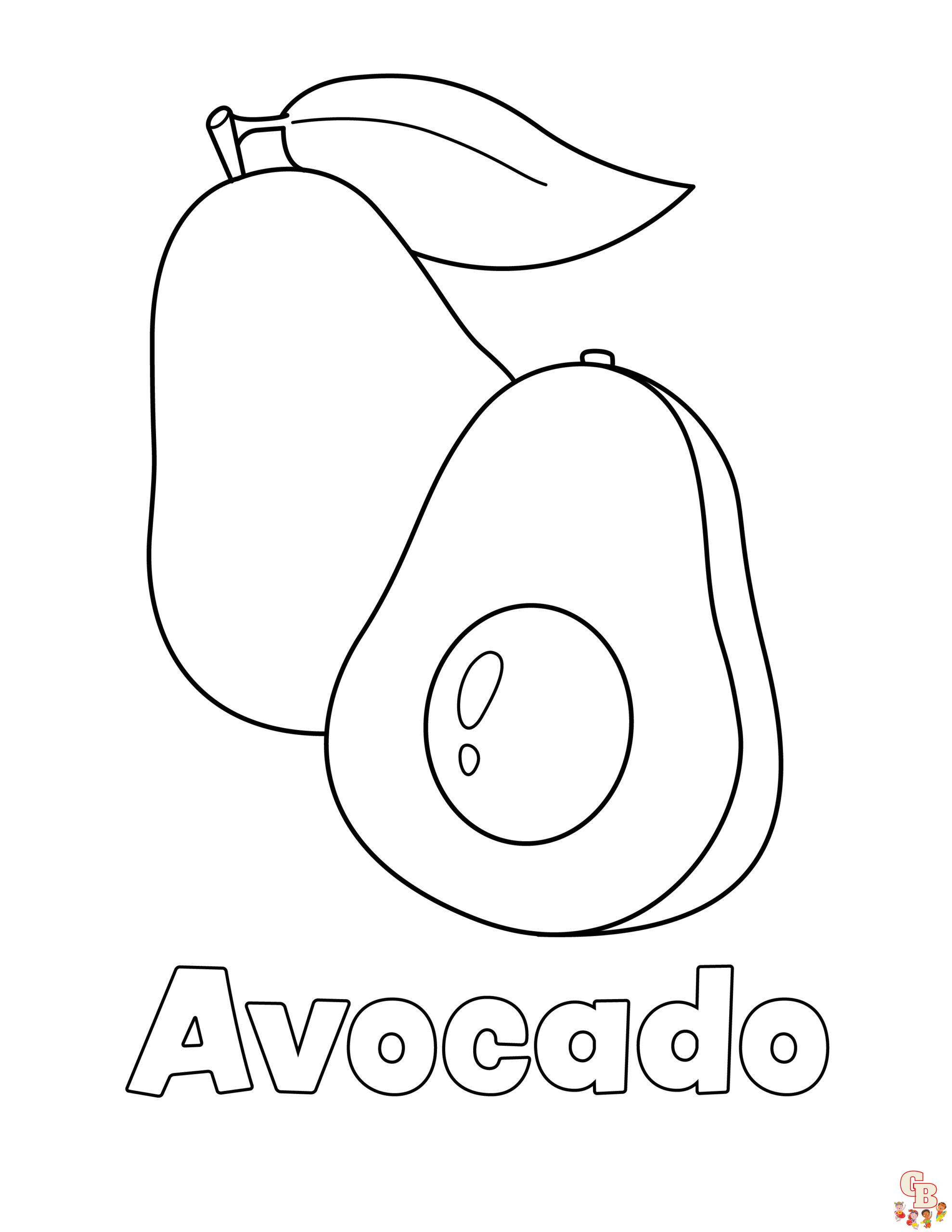 avocado coloring pages 4