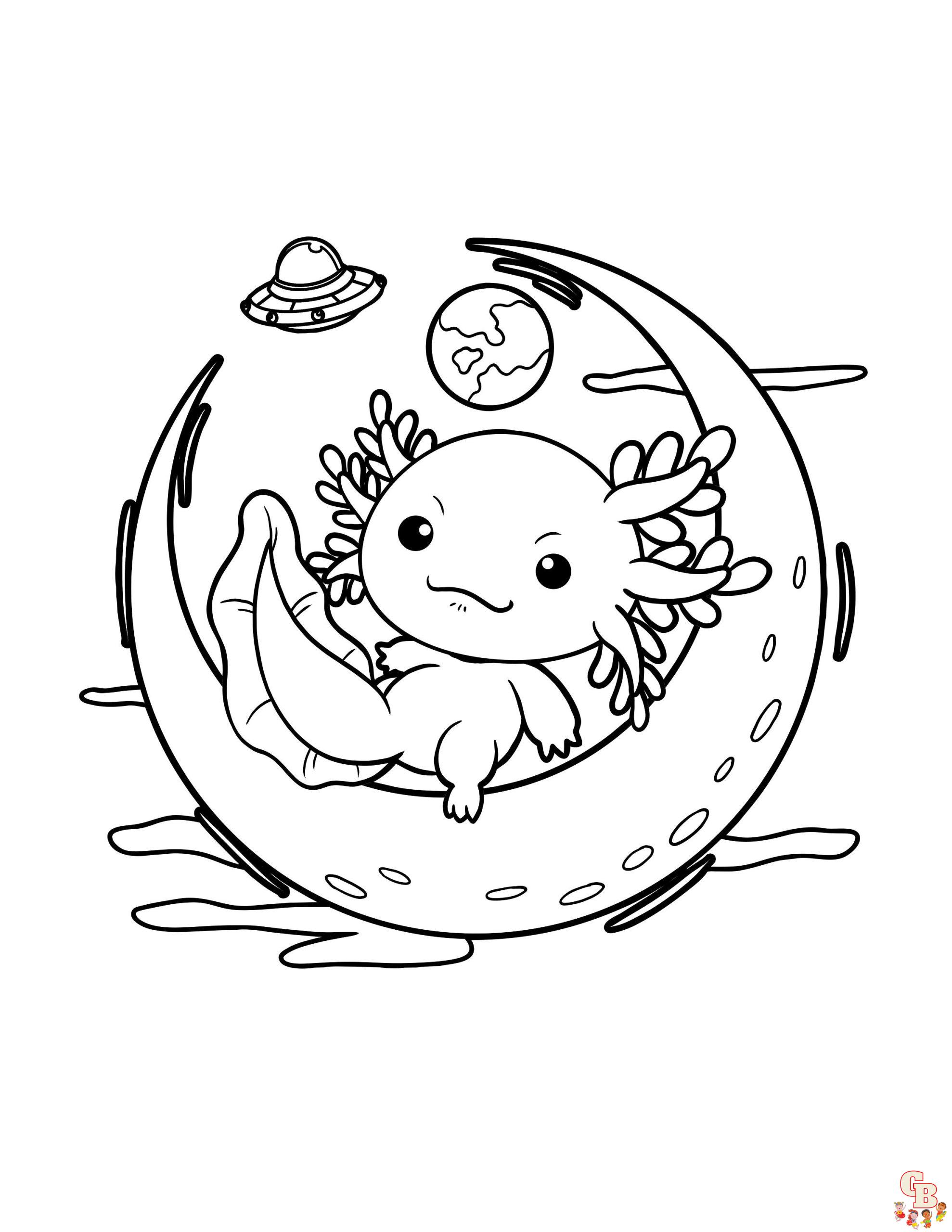 Tulostettavat Axolotl V rityssivut Lapsille Axolotl Coloring Pages 