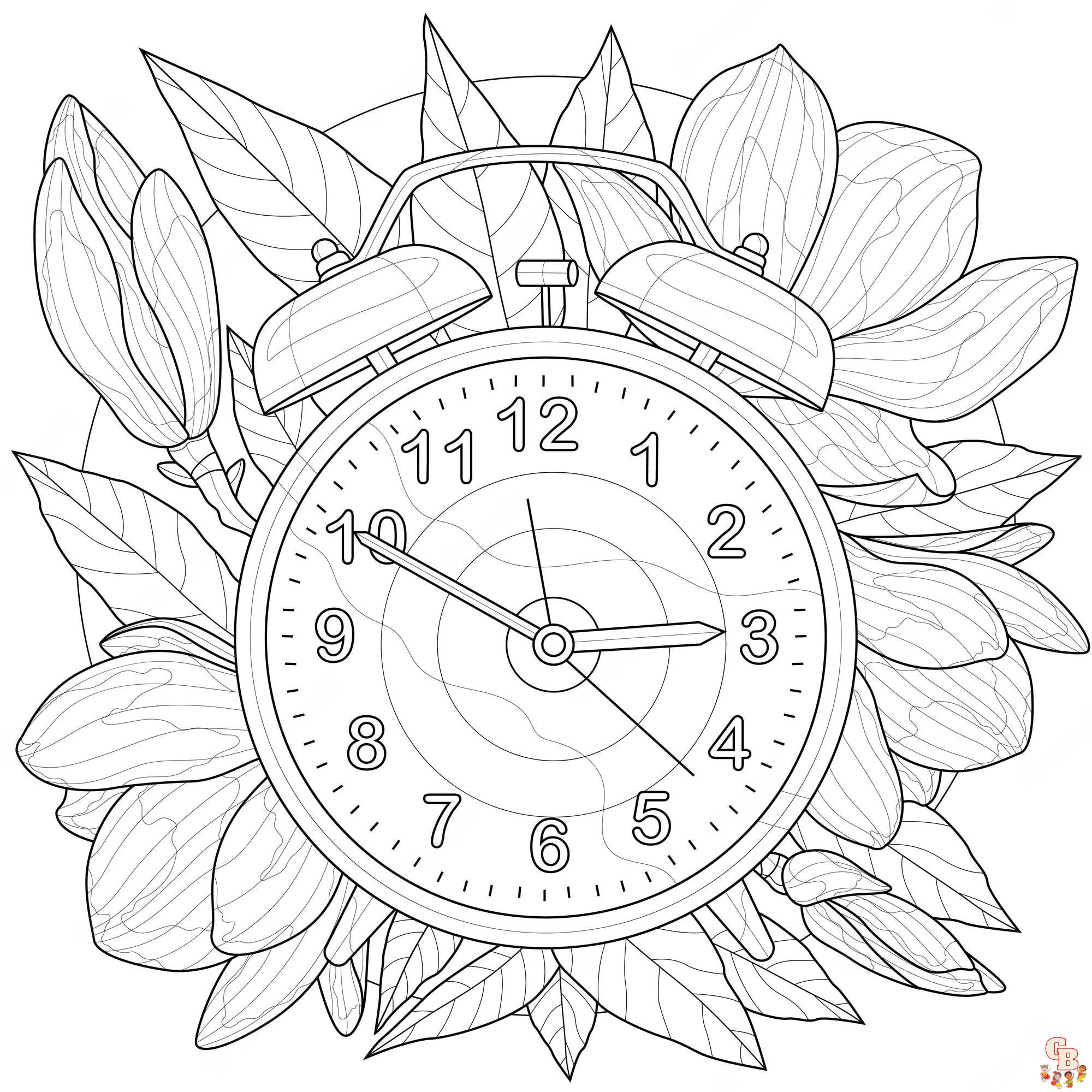 clock coloring pages