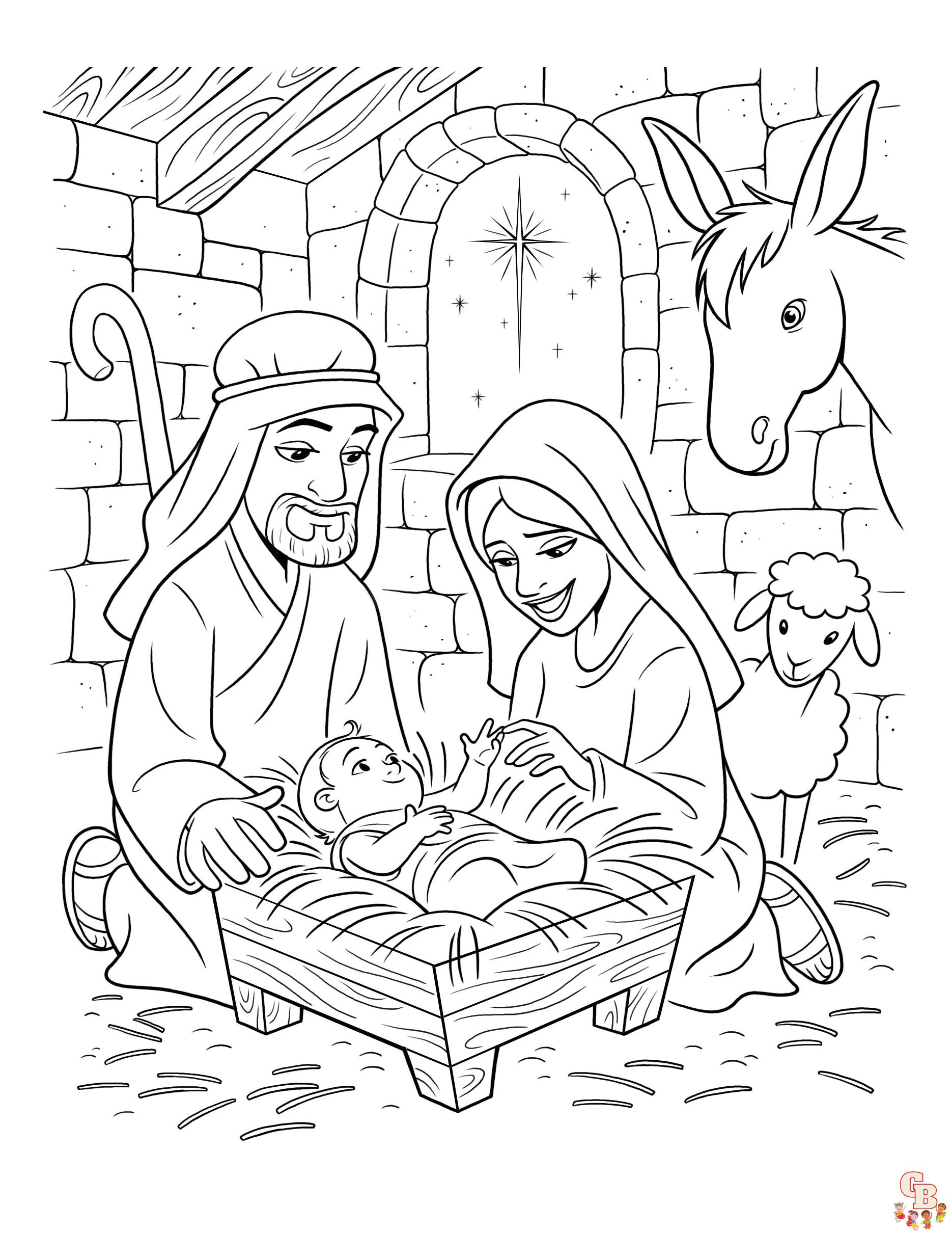 nativity scene joseph coloring pages