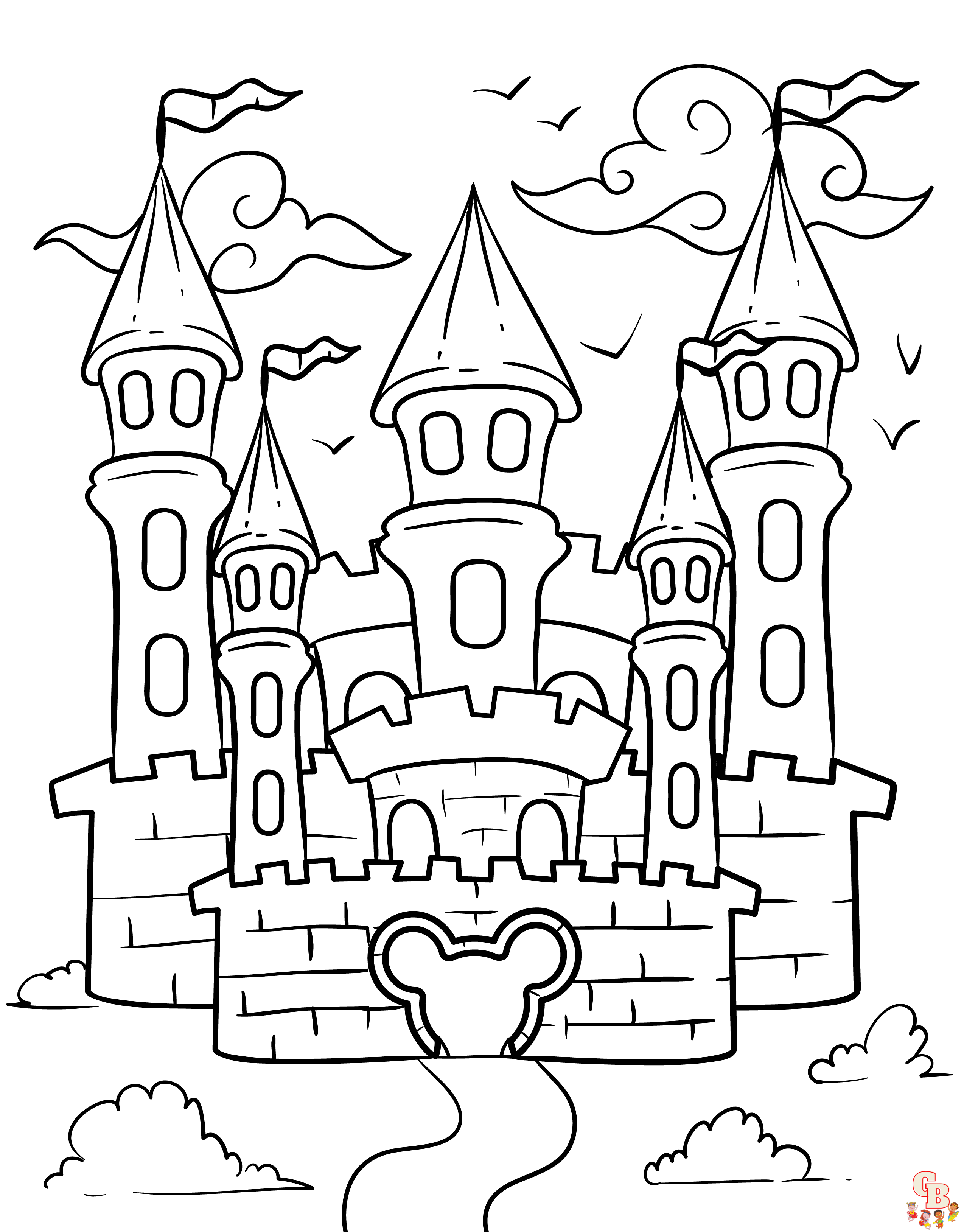 disney castle clip art black and white