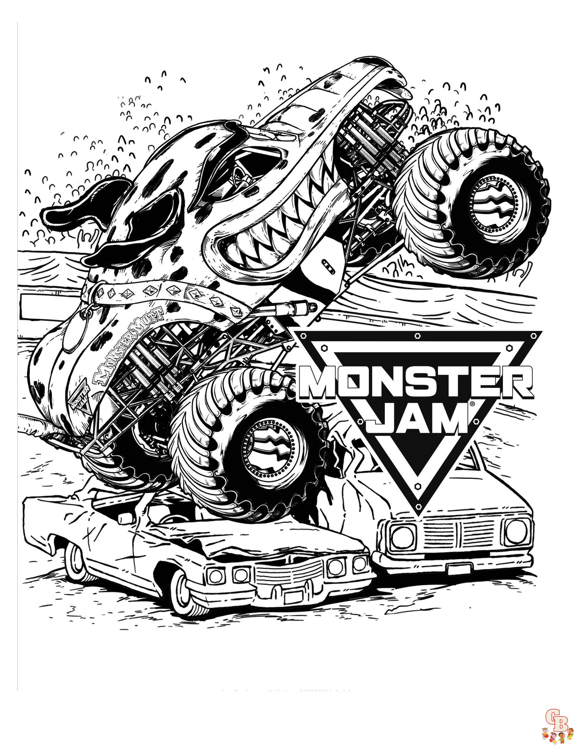 Página para colorir monster truck para crianças
