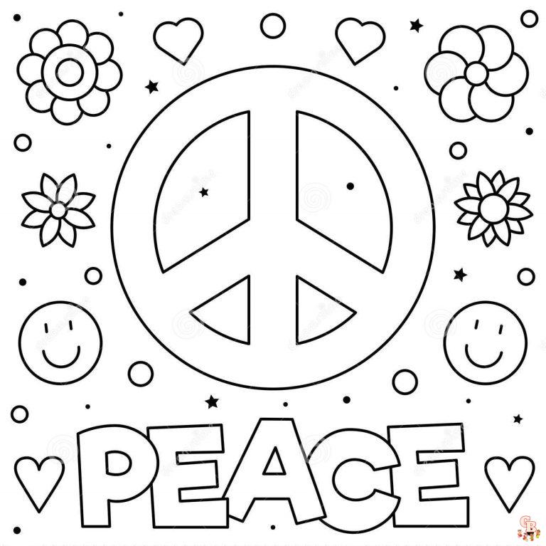 Free Peace Coloring Pages Printable Sheets for Kids GBcoloring